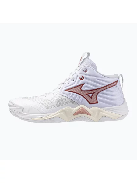 Кросівки волейбольні Mizuno Wave Momentum Elite Mid white/rose elegance/lava falls білі
