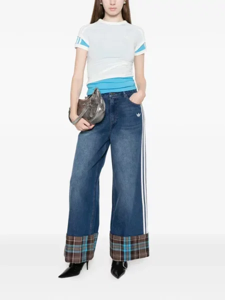 Kardigan Adidas z autografem do biegania w kratkę czerwony