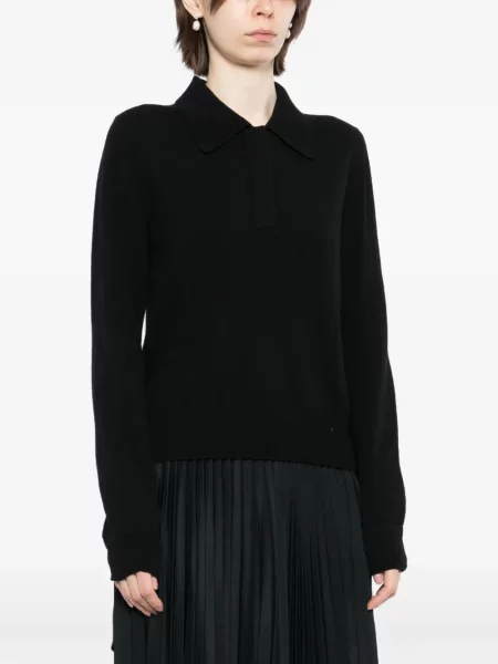 Вълнена лек поло тениска Jil Sander черно
