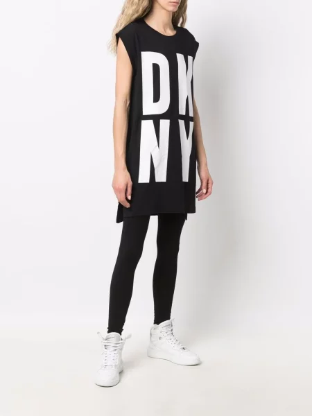 Dlouhá lovná šňůra vesta Dkny s potiskem černá