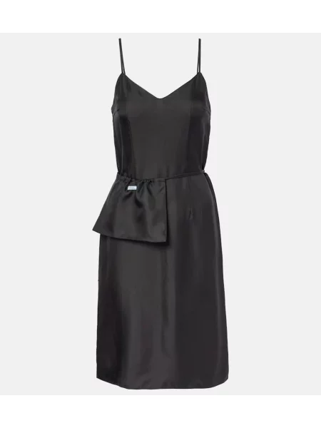 Svilen obleka brez rokavov Prada črna