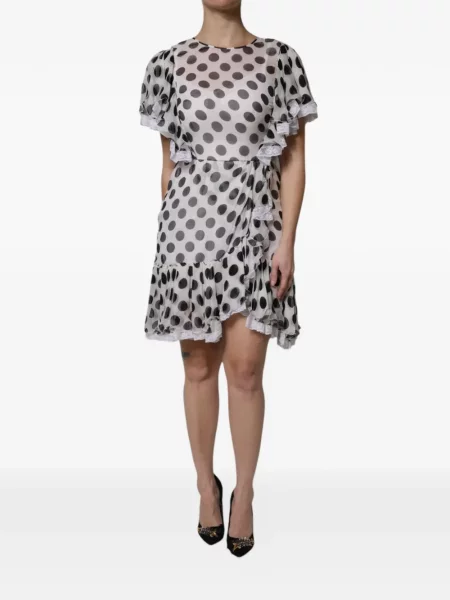 Rochie mini Dolce & Gabbana cu buline cu volane alb