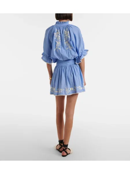 Rochie Juliet Dunn cu broderie albastru
