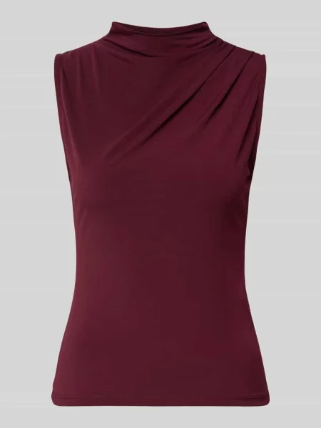 Bluzka o kroju shaped fit bez rękawów model ‘MADISON’ Pieces bordowa