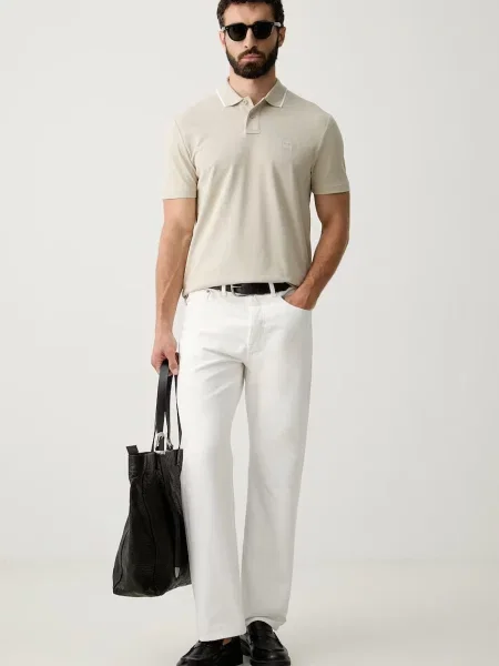 Tricou polo Boss Orange bej