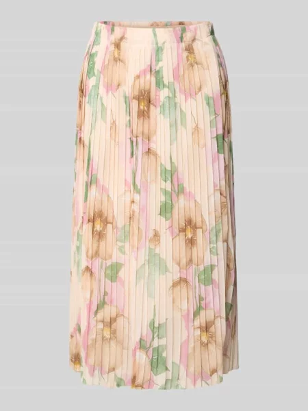 Spódnica midi z plisami model Zabaione beżowa