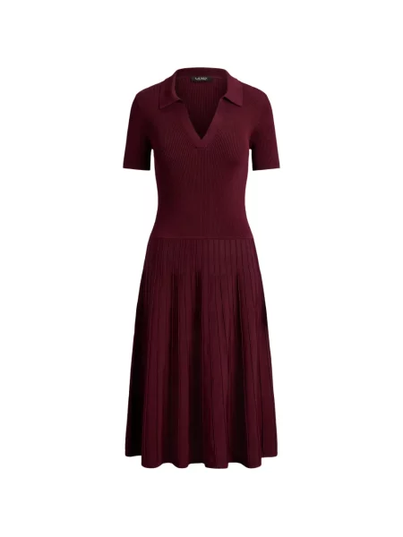 Scurt rochie midi Lauren Ralph Lauren tricotate roșu