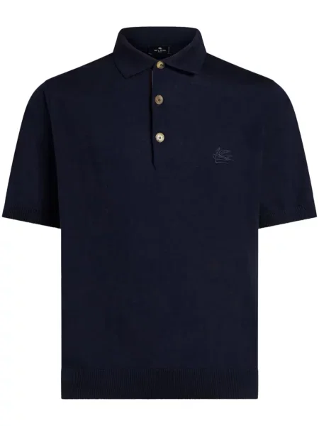Polo Etro cu broderie tricotate albastru
