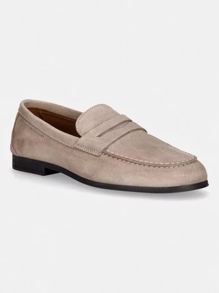 Tommy Hilfiger μοκασίνια γυναικεία σουέτ FLEXIBLE SLIM SUEDE LOAFER μπεζ