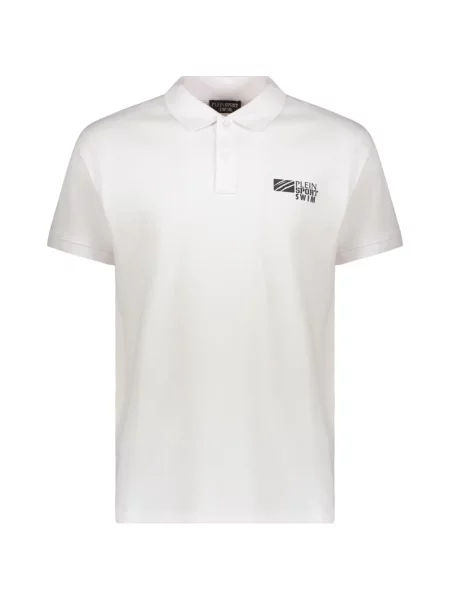 Scurt tricou polo Plein Sport cu imagine alb