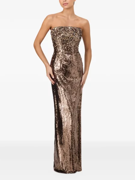 Sukienka maxi Jenny Packham brązowa