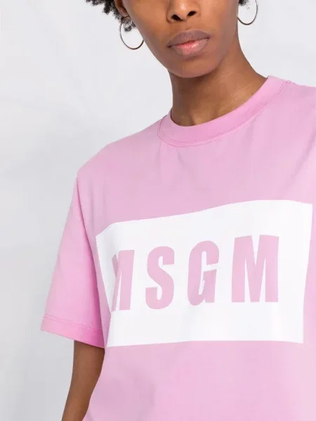 Koszulka Msgm z nadrukiem różowa