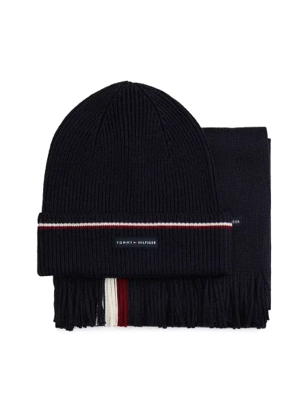 Tommy Hilfiger Čiapka a šál s prímesou vlny biela