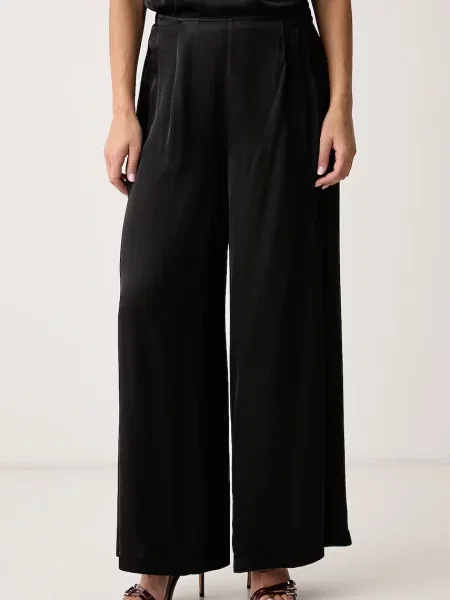Haveone pantaloni wide leg pentru femei din vâscoză negru