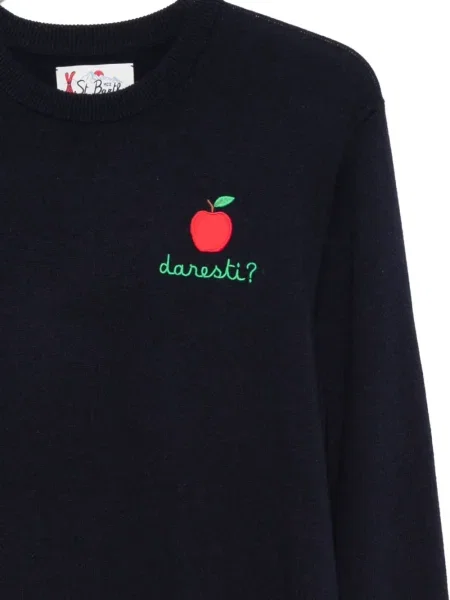 Pulover Mc2 Saint Barth cu broderie albastru