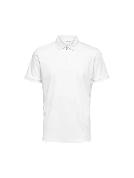 Selected Homme Koszulki Mężczyzna S Zip Polo Shirt biały