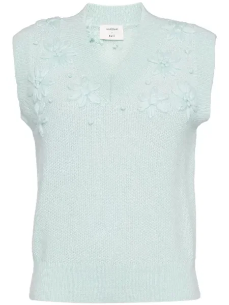 Dzianinowy top Onefifteen w kwiatki niebieski