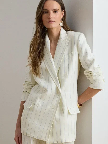 Lauren Ralph Lauren sacou cu două rânduri de pentru femei din in bej