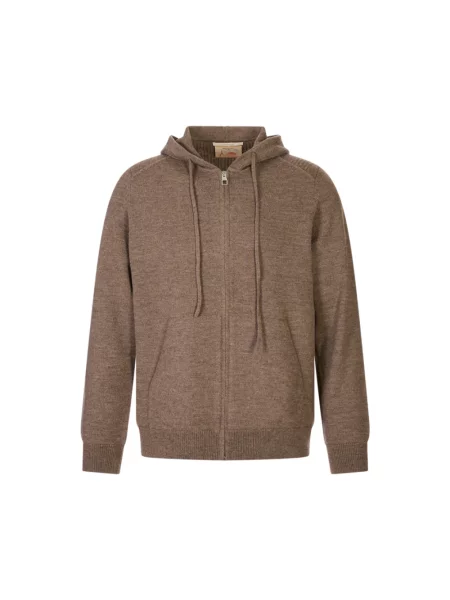Sweter Montecore wełniany z kapturem brązowy