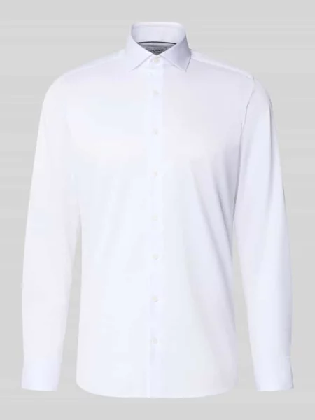 Koszula biznesowa o kroju slim fit w jednolitym kolorze z kołnierzykiem typu kent Olymp Level Five biała