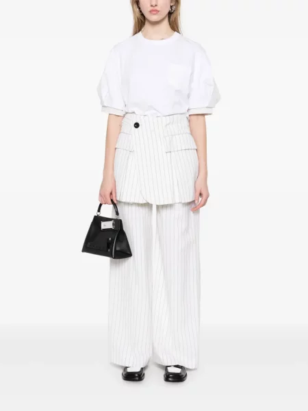 Pantaloni scurți Sacai cu dungi alb