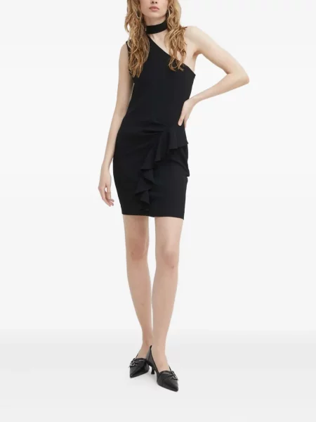 Rochie mini Iro cu volane cu un umăr gol de costum negru