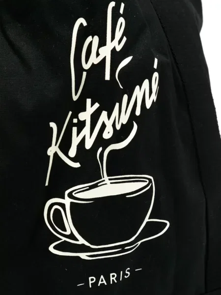 Torba Café Kitsuné z nadrukiem płócienna czarna