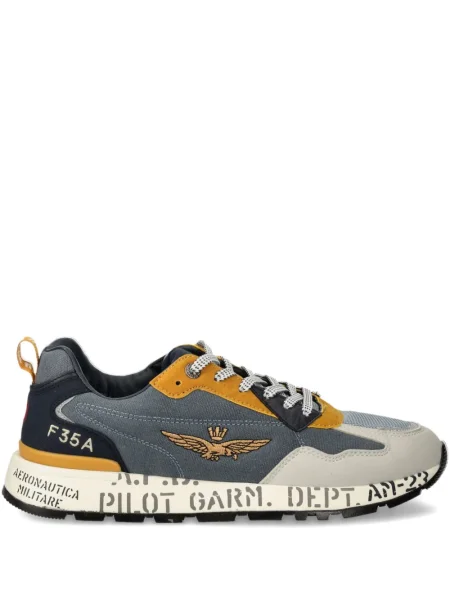 Sneakerși Aeronautica Militare cu broderie gri