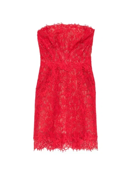 Rochie Monique Lhuillier cu broderie din dantelă fără bretele roșu