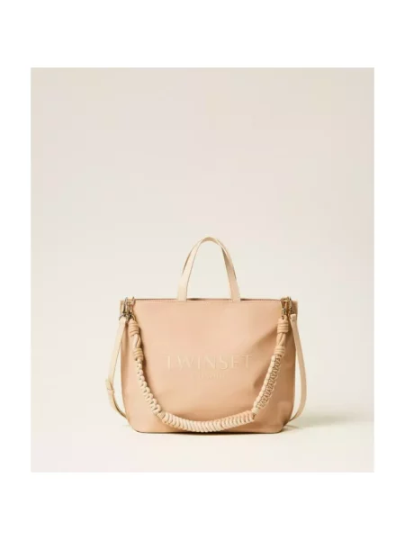 Shopperka Twinset z autografem beżowa