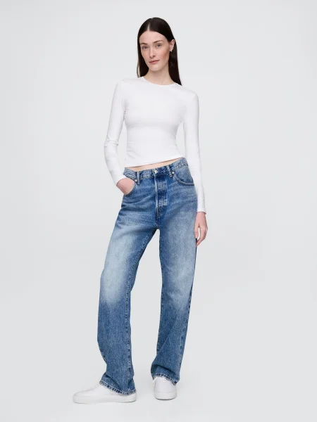 Tricou mânecă lungă Gap alb