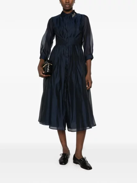 Копринена рокля тип риза Max Mara синьо