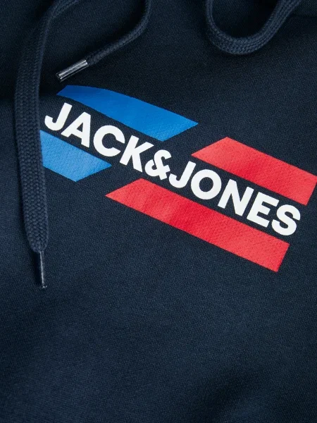 JACK & JONES Mikina JJECORP modrá / námornícka modrá / červená biela