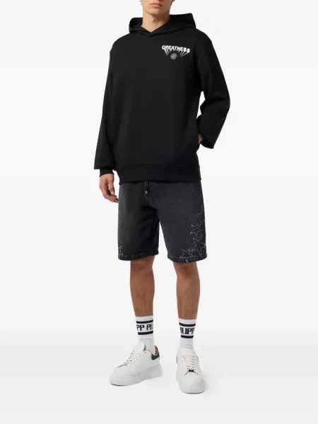 Hanorac cu glugă Philipp Plein cu glugă negru