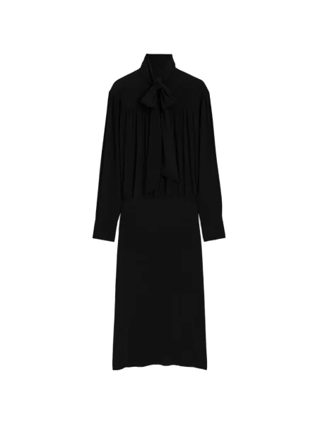 Rochie midi Ami Paris de mătase negru