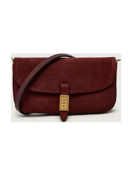 Pinko Geantă poștaș/poșetă plic SADDLE FLAT | piele întoarsă bordo