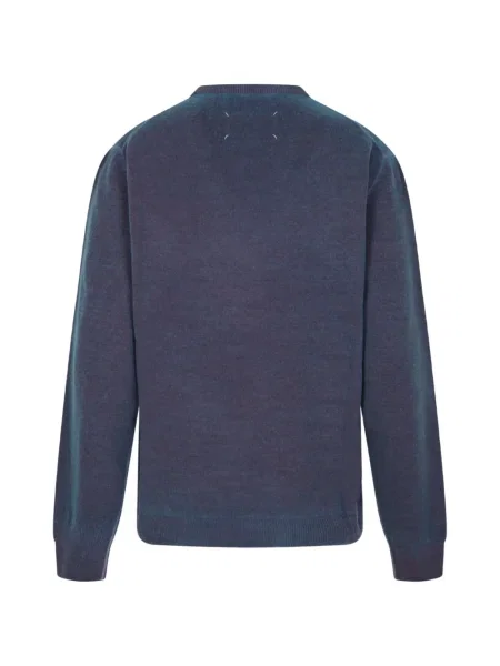 Svetr Maison Margiela s výstřihem do v modrý