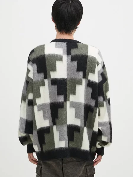 Светр з домішкою мохеру Marcelo Burlon AOP Damier Cross Knit Crew сірий