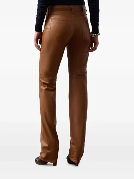Кожени панталон Ralph Lauren Collection дизайн с пет джоба кафяво