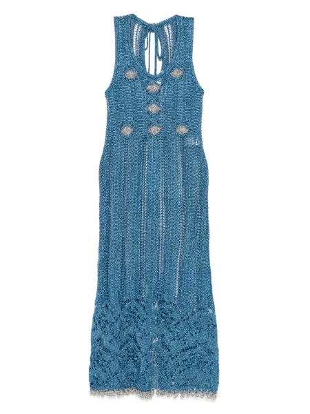 Rochie midi Rabanne tricotate până la genunchi de costum albastru