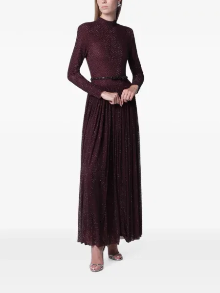 Stras lung rochie maxi Self-portrait roșu
