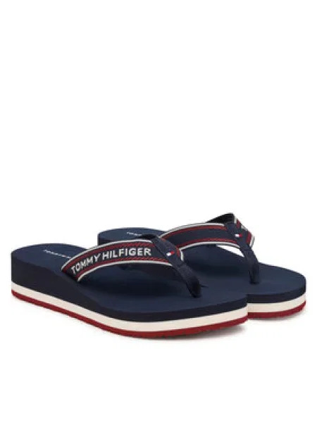Japanke Tommy Hilfiger Th Corporate Wedge Summer Sandal Tamnoplava