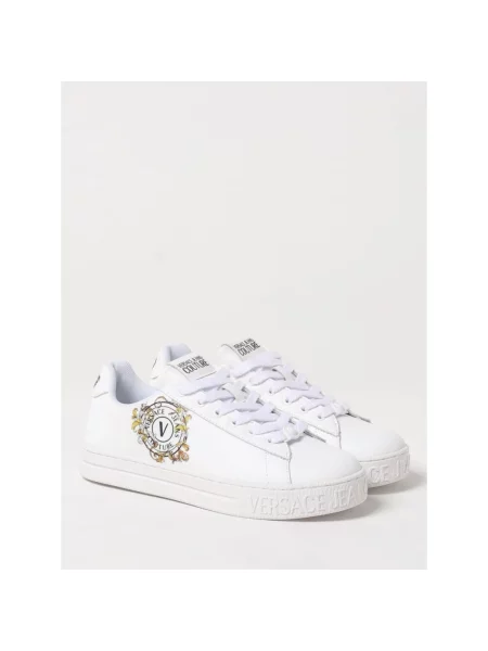 Sneakersy Versace Jeans Couture skórzane casual z nadrukiem białe