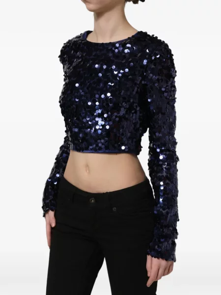 Ošišano bluza Dolce & Gabbana sa šljokicama plava