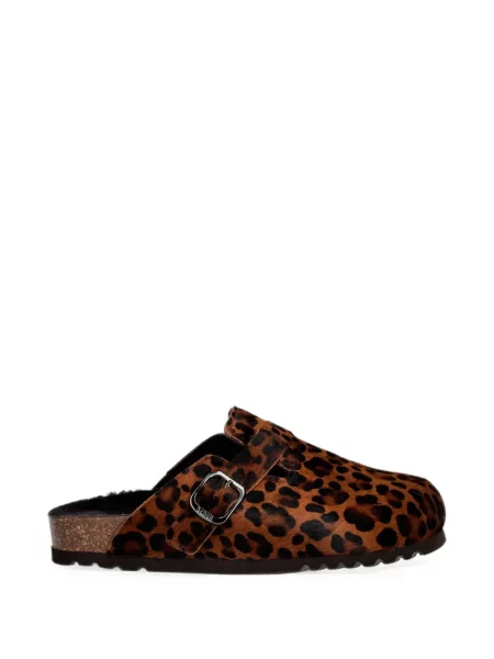 Papuci tip mules Scholl cu imagine cu model leopard maro