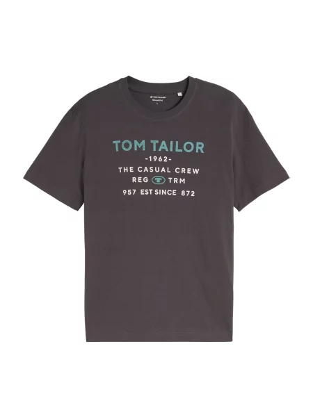 TOM TAILOR Tricou turcoaz / gri metalic alb