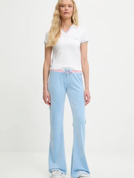 Велюровые спортивные штаны Juicy Couture с низкой посадкой в полоску