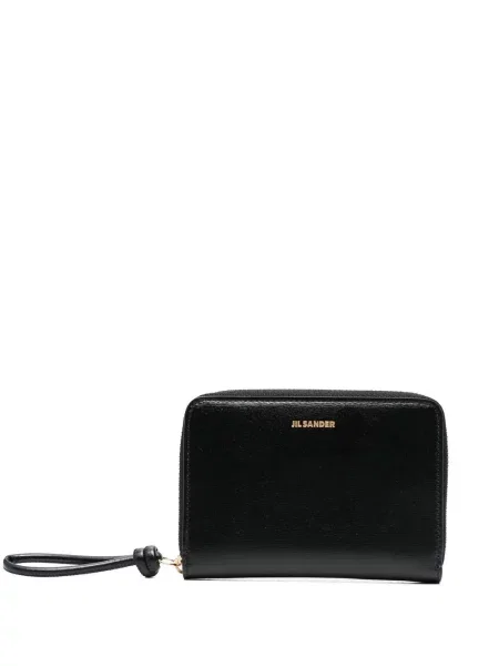 Kožená peněženka Jil Sander černá