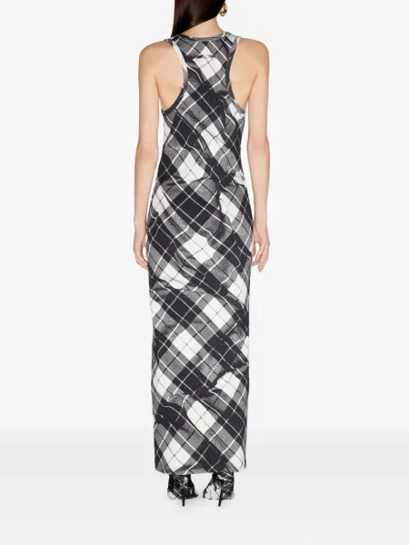Rochie maxi Jean Paul Gaultier în carouri negru