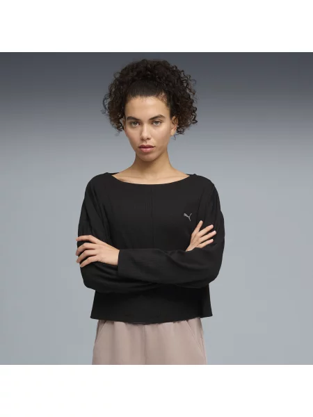 PUMA luźna koszulka CLOUDSPUN Rib o pudełkowym kroju Odzież XXS czarny